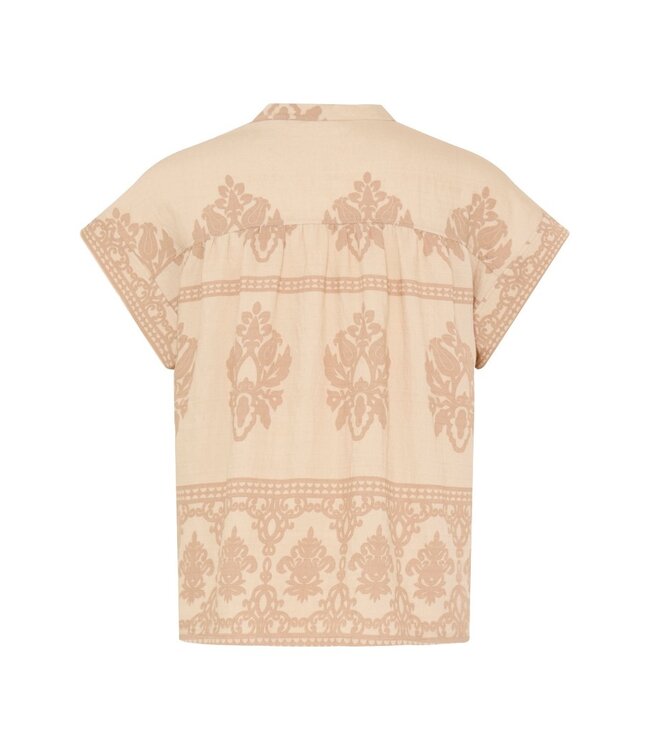 b.young BYJAYCE beige print dames blouse met V-hals
