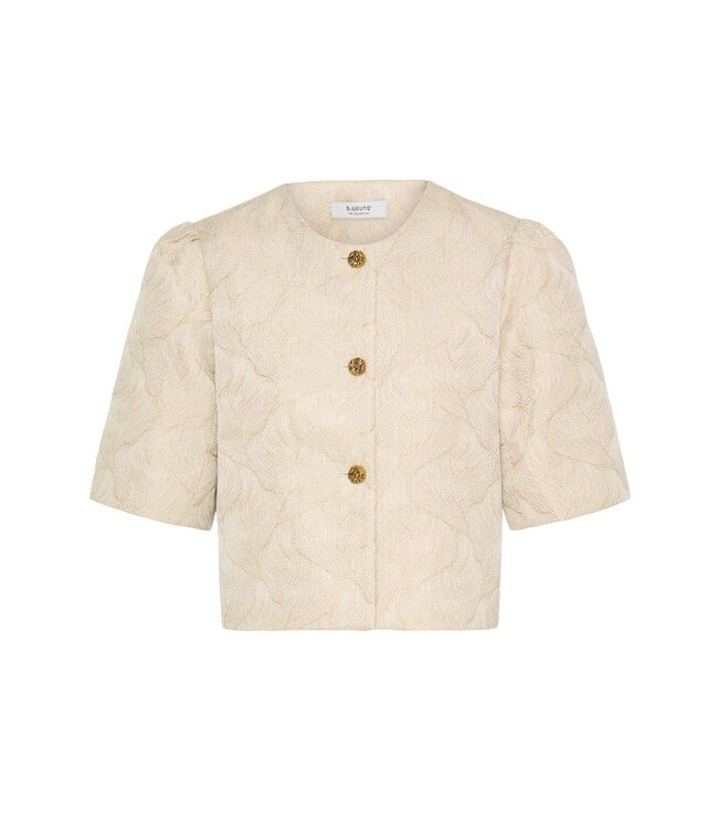 b.young BYELYSA licht beige metallic dames jasje met structuur en knopen