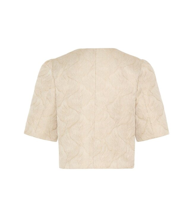 b.young BYELYSA licht beige metallic dames jasje met structuur en knopen