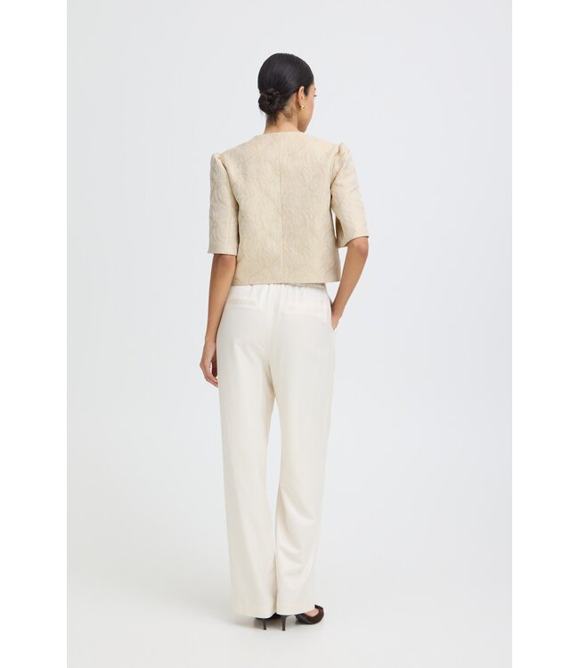 b.young BYELYSA licht beige metallic dames jasje met structuur en knopen