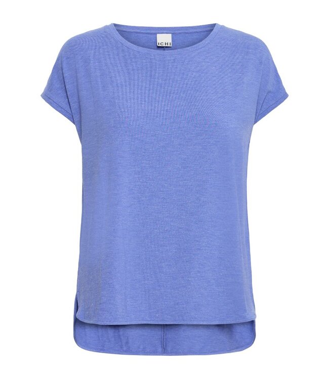 ICHI IHREBEL blauwe dames T-shirt met zilverdraad