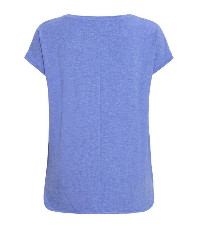 ICHI IHREBEL blauwe dames T-shirt met zilverdraad