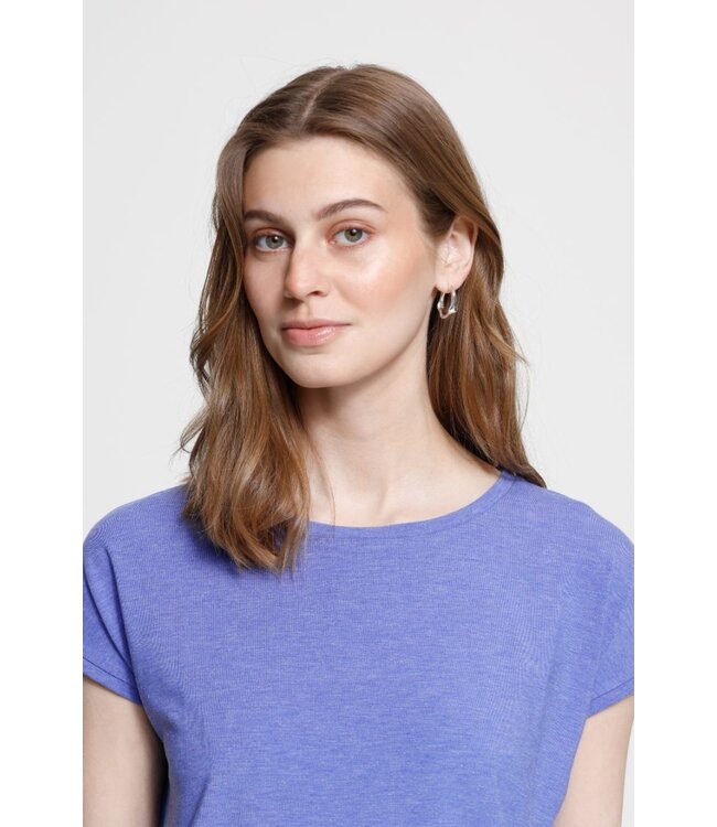 ICHI IHREBEL blauwe dames T-shirt met zilverdraad