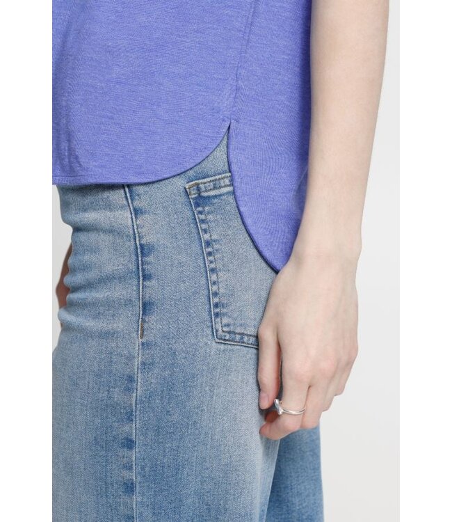 ICHI IHREBEL blauwe dames T-shirt met zilverdraad