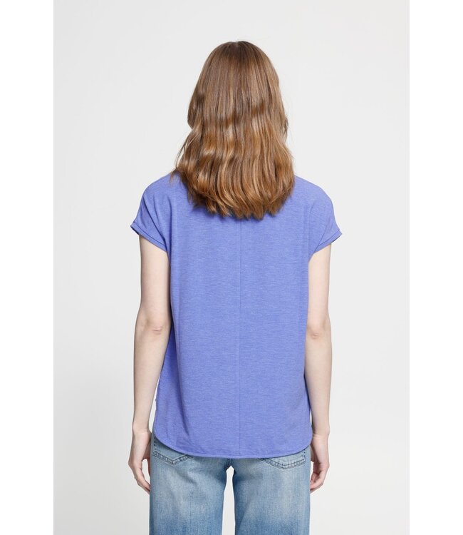 ICHI IHREBEL blauwe dames T-shirt met zilverdraad