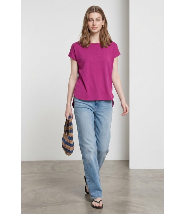ICHI IHREBEL very berry dames T-shirt met zilverdraad