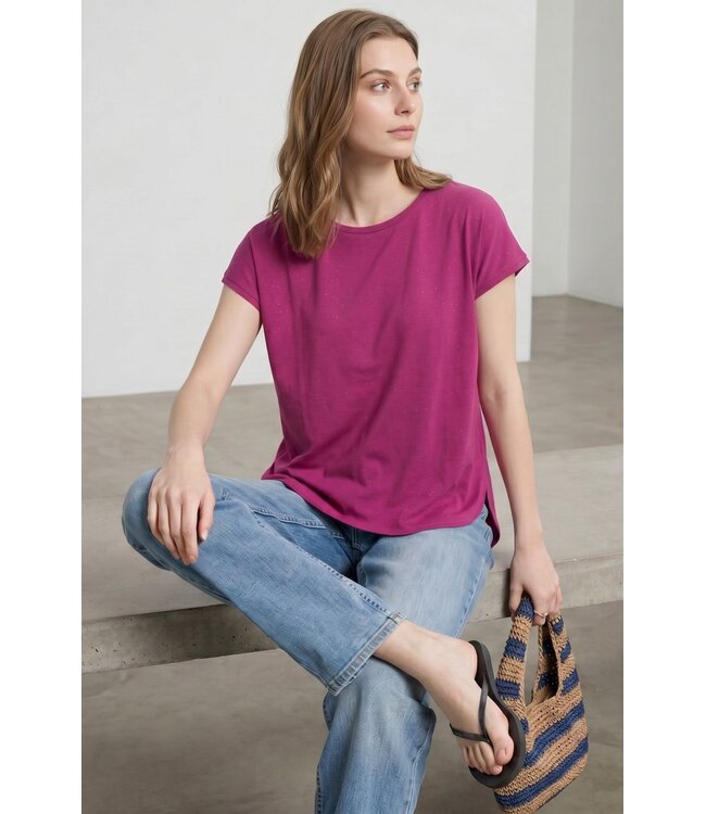 ICHI IHREBEL very berry dames T-shirt met zilverdraad