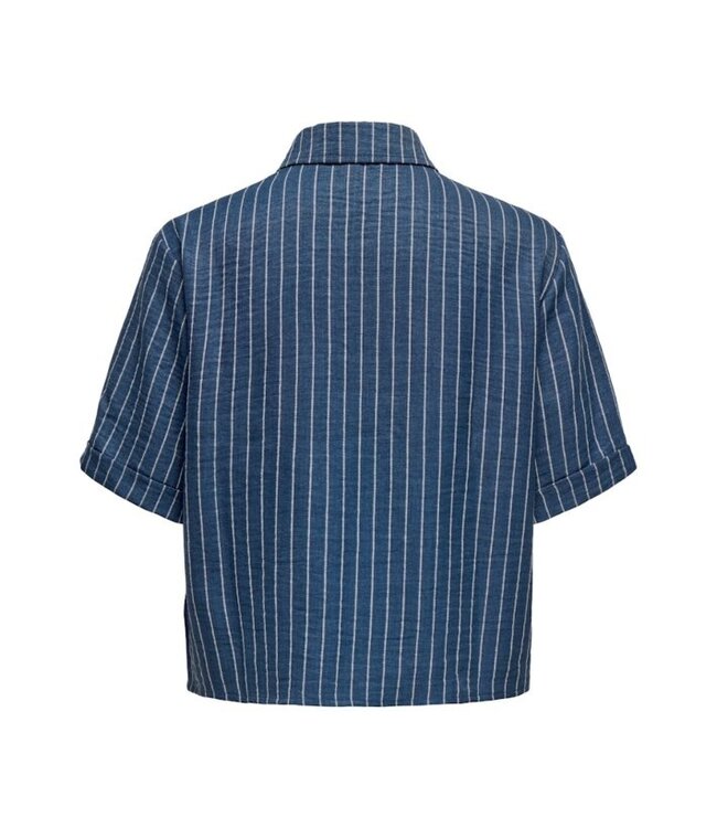 JDY JDYPOWER insignia blue stripe geweven dames cropped overhemd