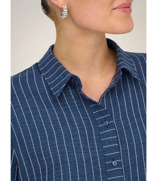 JDY JDYPOWER insignia blue stripe geweven dames cropped overhemd