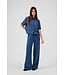 JDY JDYPOWER insignia blue stripe geweven dames cropped overhemd