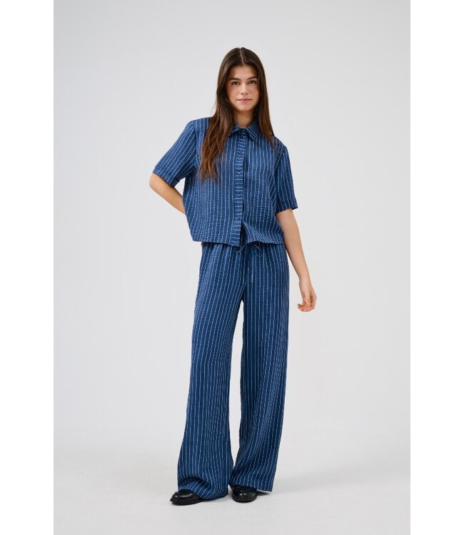 JDY JDYPOWER blauw gestreepte dames wide leg broek