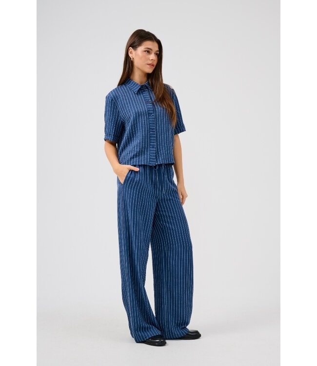 JDY JDYPOWER blauw gestreepte dames wide leg broek