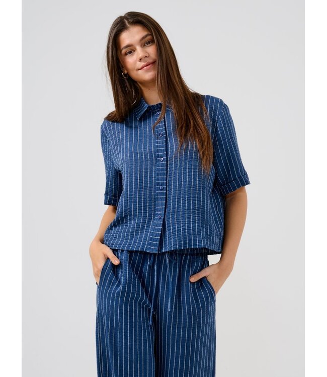JDY JDYPOWER blauw gestreepte dames wide leg broek