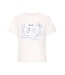 ICHI ICHI witte katoenen dames t-shirt met blauwe print