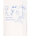 ICHI ICHI witte katoenen dames t-shirt met blauwe print