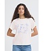 ICHI ICHI witte katoenen dames t-shirt met blauwe print