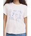 ICHI ICHI witte katoenen dames t-shirt met blauwe print