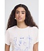 ICHI ICHI witte katoenen dames t-shirt met blauwe print