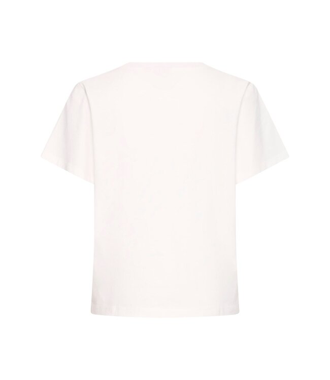 ICHI ICHI witte katoenen dames t-shirt met blauwe print