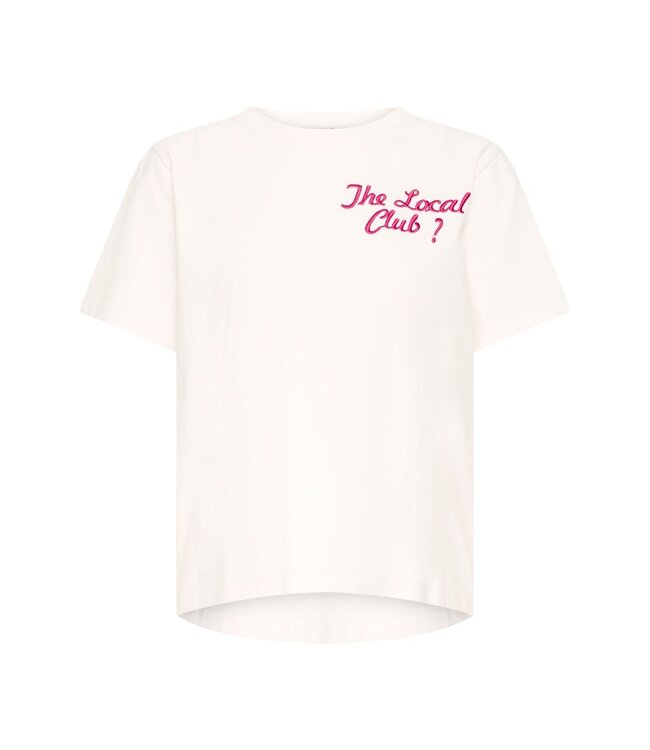 ICHI ICHI wit katoenen dames t-shirt met roze print