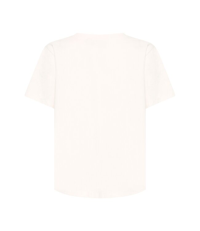 ICHI ICHI wit katoenen dames t-shirt met roze print