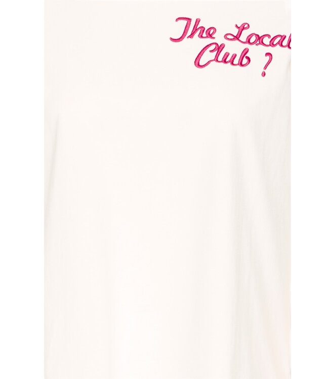 ICHI ICHI wit katoenen dames t-shirt met roze print