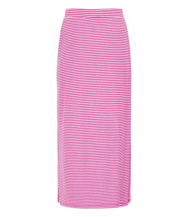 ICHI ICHI roze gestreepte dames maxi kokerrok