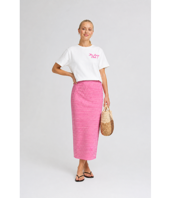 ICHI ICHI roze gestreepte dames maxi kokerrok