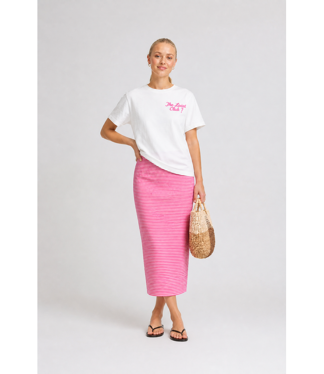 ICHI ICHI roze gestreepte dames maxi kokerrok