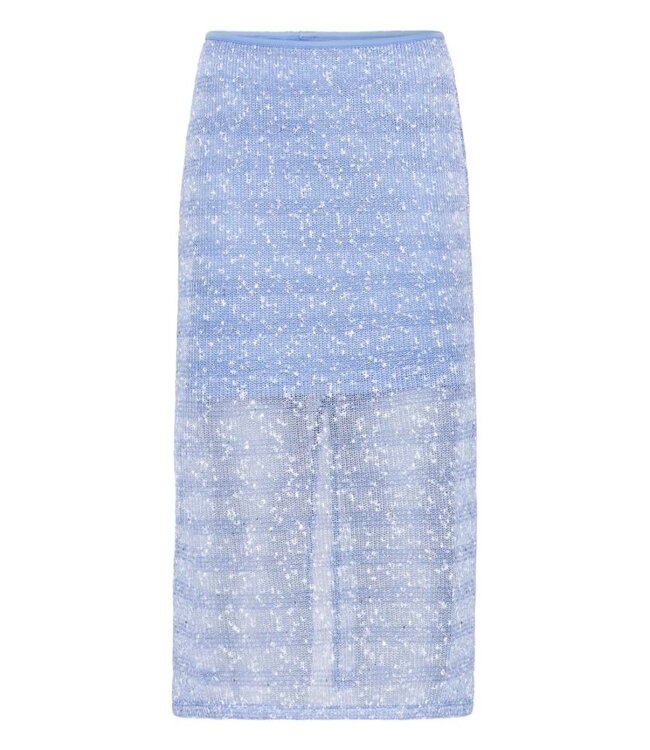ICHI ICHI blauw gestreepte mesh dames midi rok