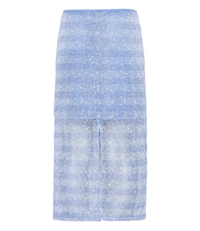 ICHI ICHI blauw gestreepte mesh dames midi rok