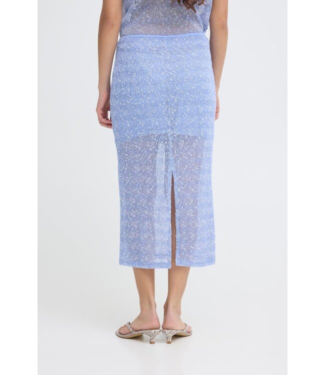 ICHI ICHI blauw gestreepte mesh dames midi rok