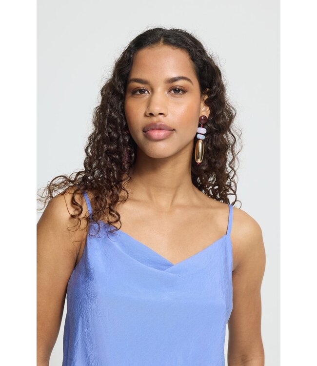 ICHI ICHI lichtblauwe viscose dames mouwloze korte top