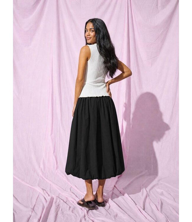 JDY JDYMIO zwarte dames midi rok met bubble hem