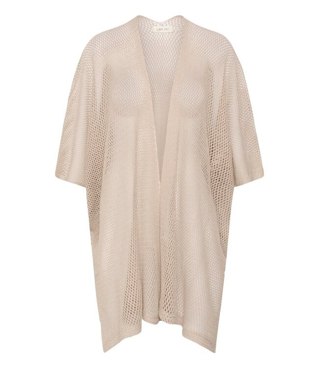 CREAM CRGert licht beige dames kimono cardigan met netstructuur en losse pasvorm