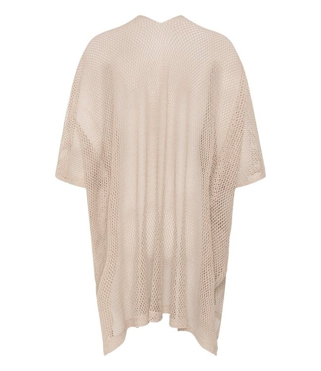 CREAM CRGert licht beige dames kimono cardigan met netstructuur en losse pasvorm