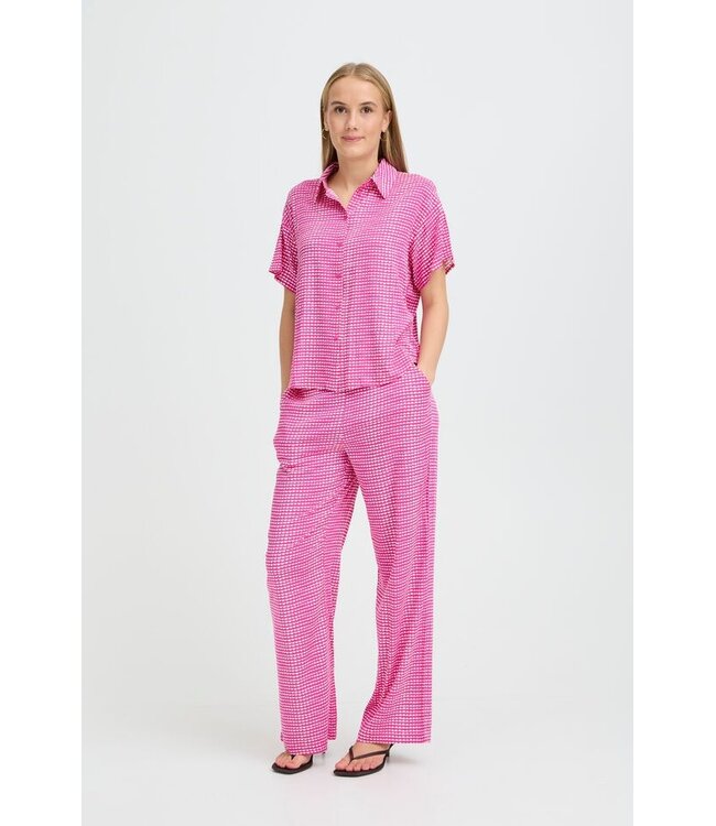 ICHI IHAYA roze dames blouse met grafische print en losse pasvorm