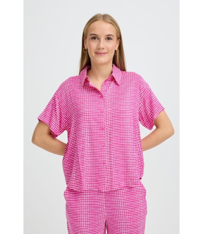 ICHI IHAYA roze dames blouse met grafische print en losse pasvorm