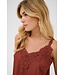 CREAM CRAnna dames top in brandy bruin met kantdetails en fijne bandjes