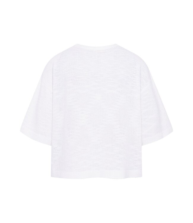 Freequent FQVICKI witte fijngebreide dames pullover met korte mouwen