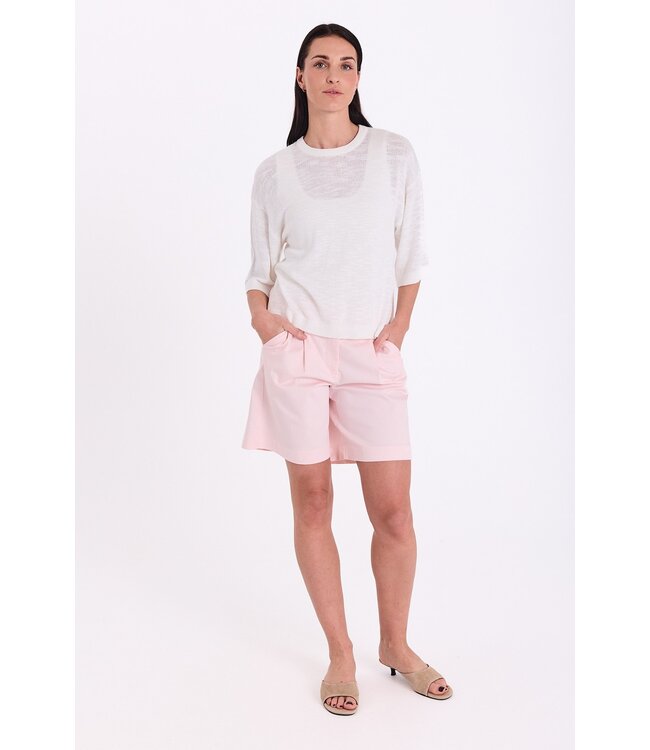 Freequent FQVICKI witte fijngebreide dames pullover met korte mouwen