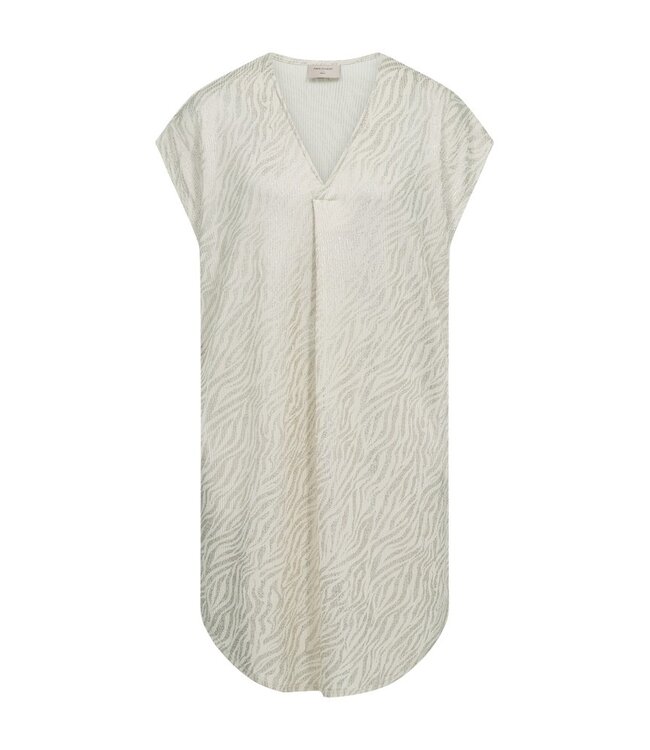 Freequent FQMATTER moonbeam beige metallic dames jurk met V-hals