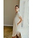Freequent FQMATTER moonbeam beige metallic dames jurk met V-hals