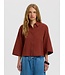 Selected Femme SLFFINNIE dames blouse met 3/4-mouwen in biologisch katoen en linnen