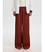 Selected Femme SLFFINNIE terracotta dames wide leg broek in biologisch katoen en linnen
