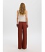 Selected Femme SLFFINNIE terracotta dames wide leg broek in biologisch katoen en linnen