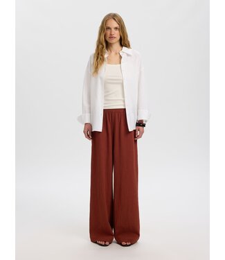 Selected Femme SLFFINNIE Wide Sun Pant - Cherry Mahogany