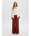 Selected Femme SLFFINNIE terracotta dames wide leg broek in biologisch katoen en linnen