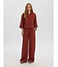 Selected Femme SLFFINNIE terracotta dames wide leg broek in biologisch katoen en linnen
