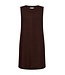 Freequent FQLAVA donkerbruine linnenmix dames midi jurk met decoratieve rugknopen